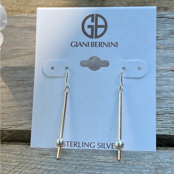 NWT GIANI BERNINI STERLING SILVER POLISHED BALL & STICK EARRINGS - Picture 2 of 6